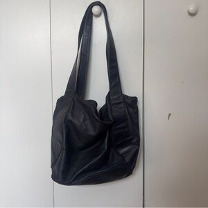 Henri Bendel Black Leather Tote Bag | Slouchy Shoulder Carryall